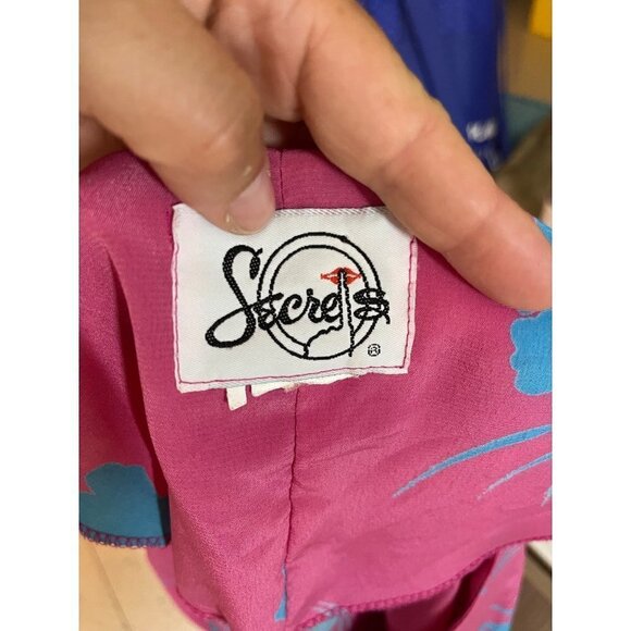 Secrets Vintage Womens Midi Shift Dress Size Large Pink Blue V-Neck Pullover - Picture 13 of 13